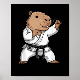 Martial Arts Capybara Funny Karate Taekwondo Jiu J Poster