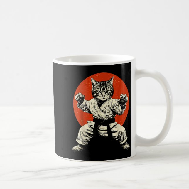 Martial Arts Cat Karate Judo Japanese Flag Funny J Coffee Mug (Right)
