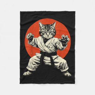 Martial Arts Cat Karate Judo Japanese Flag Funny J Fleece Blanket