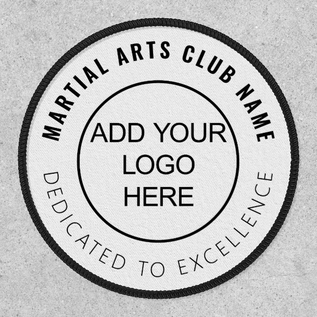 Martial Arts Club Logo Name Motto Black Text  Patch (Front)