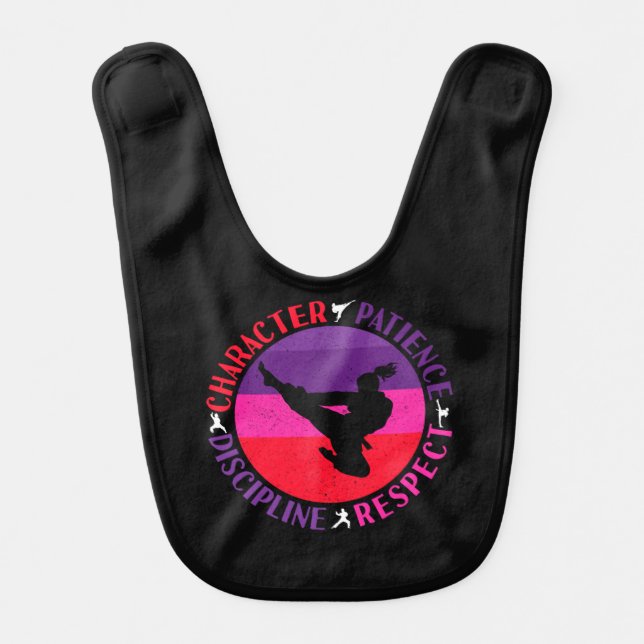 Martial Arts Core Values - Karate Baby Bib (Front)
