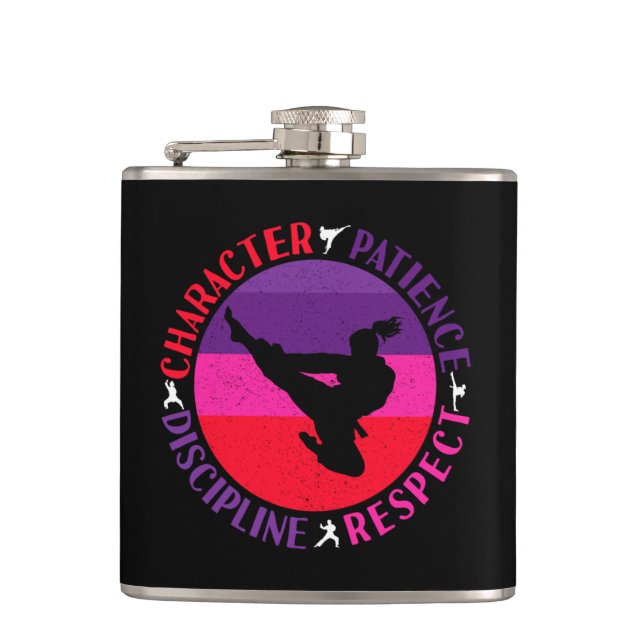 Martial Arts Core Values - Karate Flask (Front)
