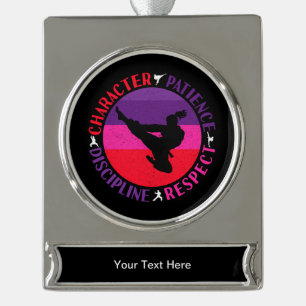 Martial Arts Core Values - Karate Silver Plated Banner Ornament