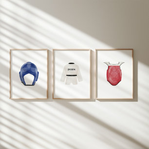 Martial arts custom name nursery set of 3 poster