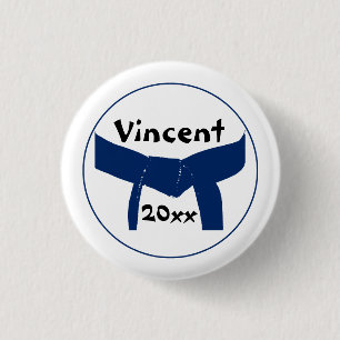 Martial Arts Dark Blue Belt Button