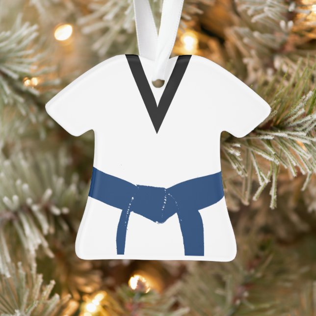 Martial Arts Dark Blue Belt Uniform Ornament (Tree)