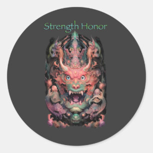 Martial Arts Dragon (Strength Honor) Classic Round Sticker