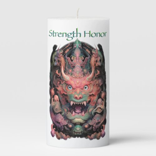 Martial Arts Dragon Strength Honor Pillar Candle