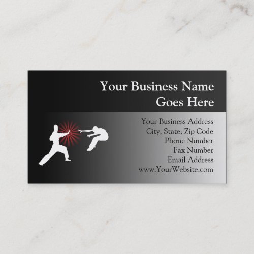 Martial Arts Energy Silhouette Business Card Templates