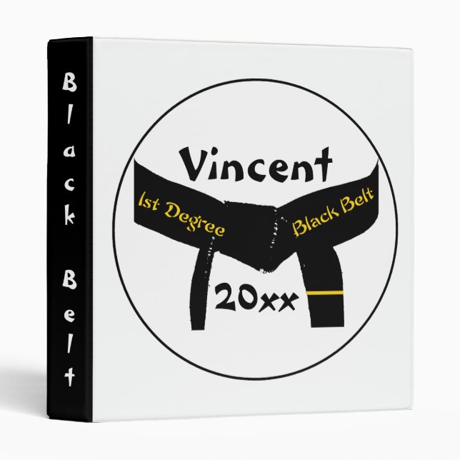 Martial Arts First 1st Degree Black Belt 3 Ring Binder (Front/Spine)