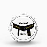 Martial Arts First Degree Black Belt Acrylic Award<br><div class="desc">Commemorate and congratulate your martial artist on a great personal achievement with the custom Martial Arts 1st Degree Black Belt Award. This personalized and dated martial arts acrylic award features a digitally enhanced photograph of a martial arts blackbelt with one gold bar or stripe.</div>