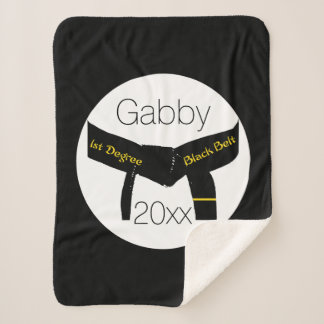 Martial Arts First Degree Black Belt Sherpa Blanket