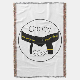 Martial Arts First Degree Black Belt Throw Blanket