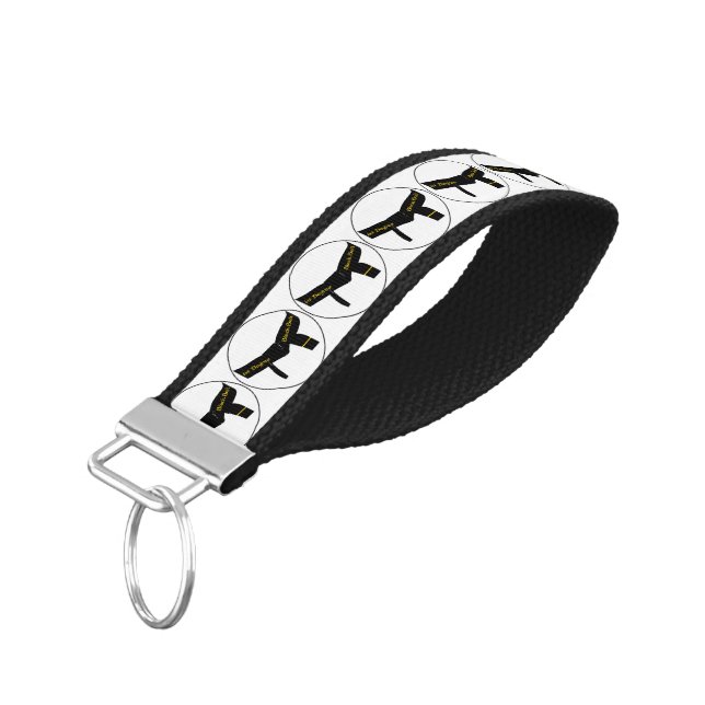 Martial Arts First Degree Black Belt Wrist Keychain (Angled Down)