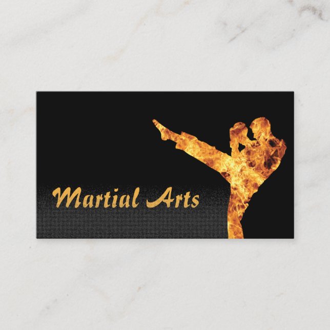 Martial Arts Flaming Fighter Professional Business Card (Front)