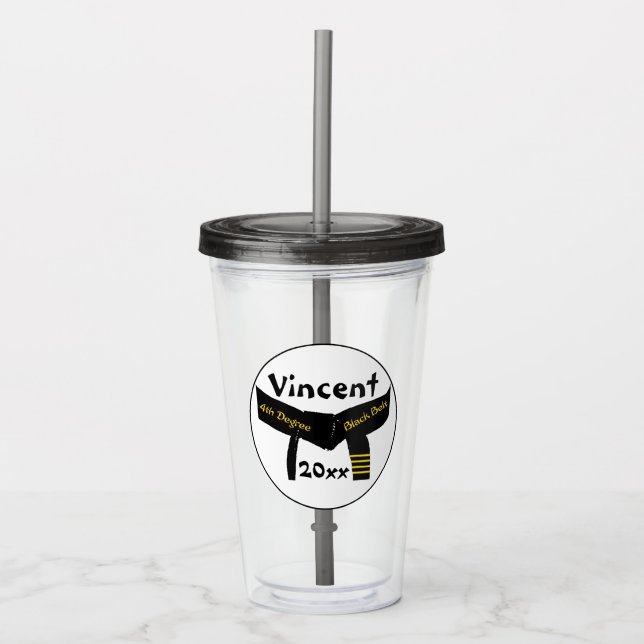Martial Arts Fourth Degree Black Belt Acrylic Tumbler (Front)