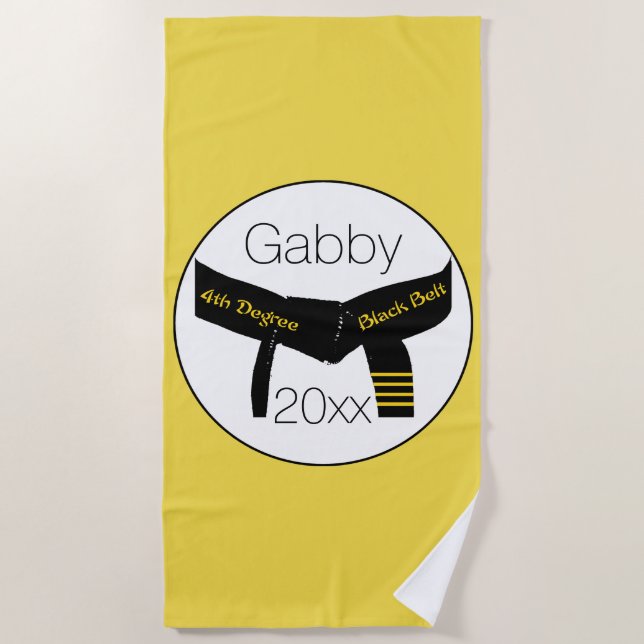 Martial Arts Fourth Degree Black Belt Beach Towel (Front)