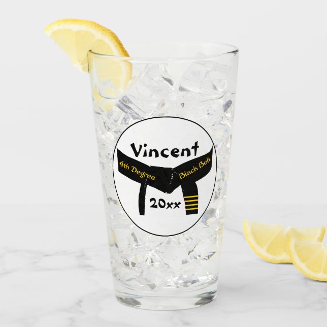 Martial Arts Fourth Degree Black Belt Glass (Front Ice)