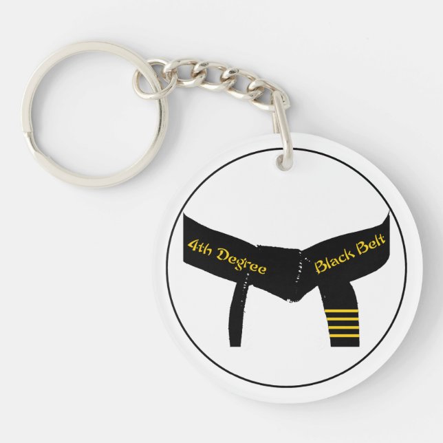 Martial Arts Fourth Degree Black Belt Photo Keychain (Front)