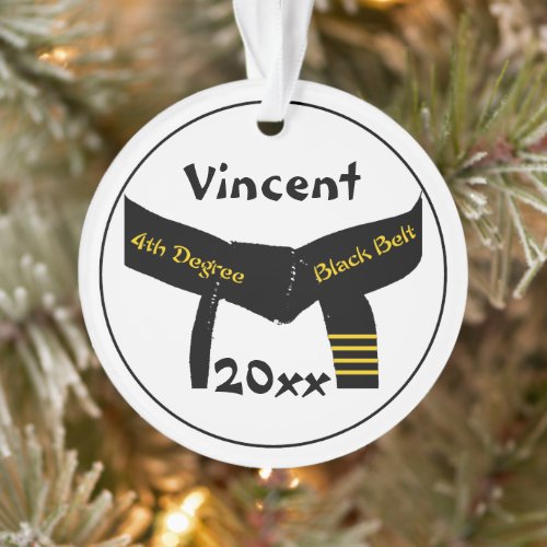 Martial Arts Fourth Degree Black Belt Rank Ornament
