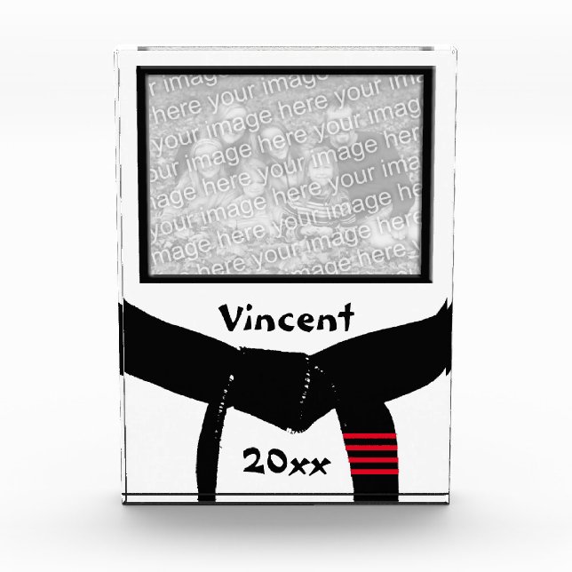 Martial Arts Fourth Degree Black Belt Red Stripe Acrylic Award (Front)