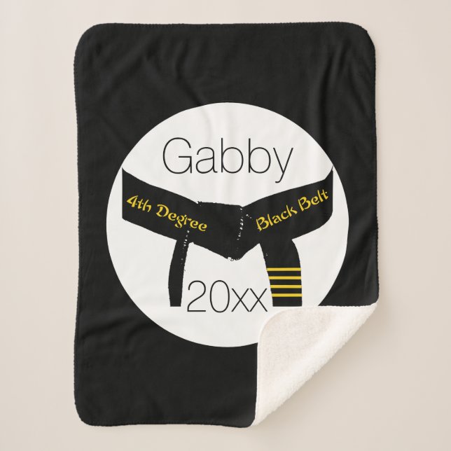 Martial Arts Fourth Degree Black Belt Sherpa Blanket (Front)