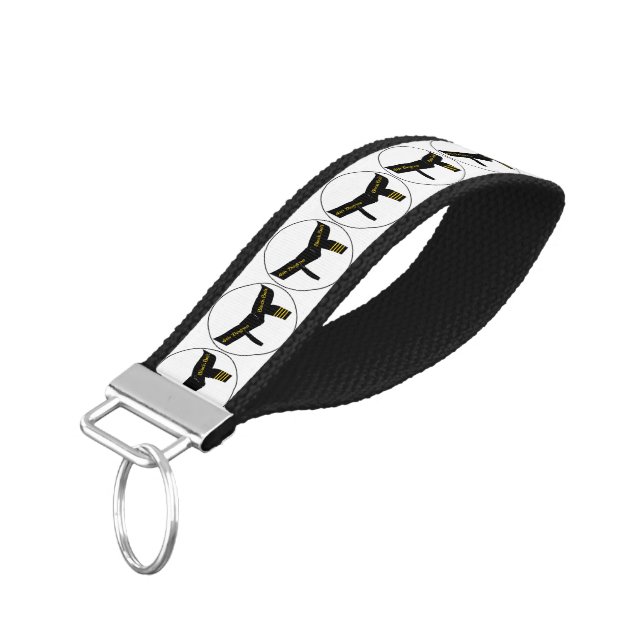 Martial Arts Fourth Degree Black Belt Wrist Keychain (Angled Down)