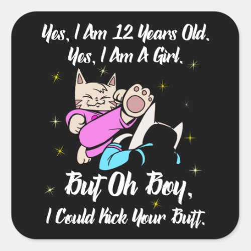 Martial arts girl gift 12 years old square sticker