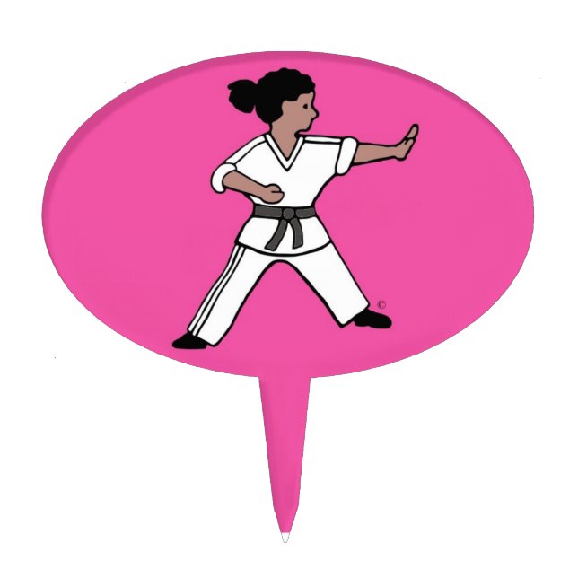 Martial Arts Girl Pink Cake Pick (Front)