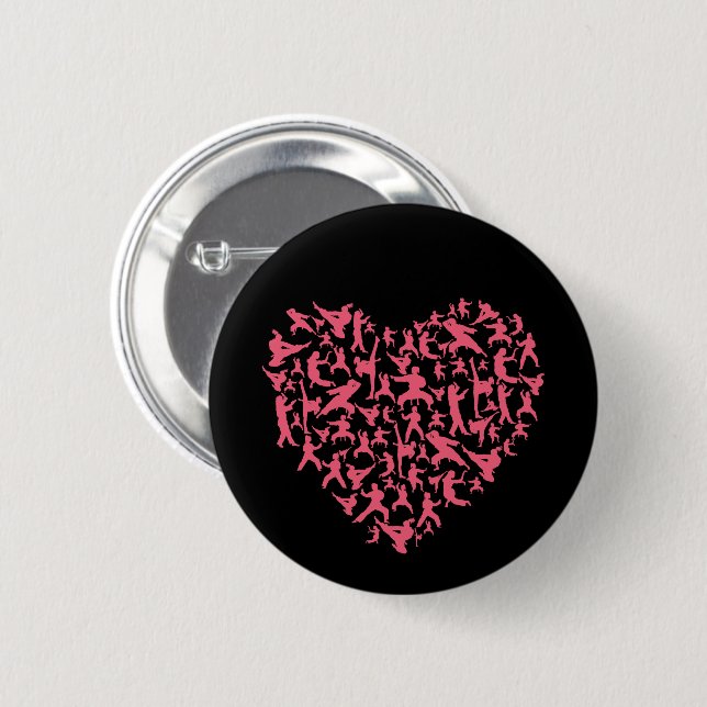 Martial Arts Girls Karate Heart Button (Front & Back)