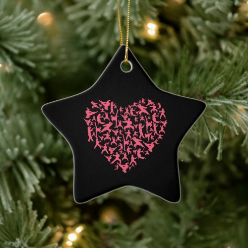 Martial Arts Girls Karate Heart Ceramic Ornament