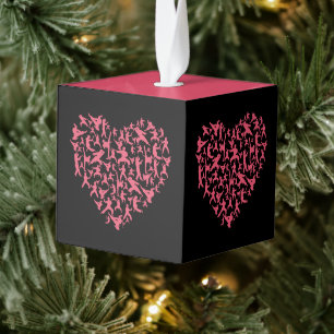 Martial Arts Girls Karate Heart Cube Ornament
