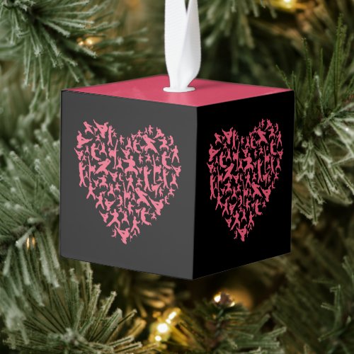 Martial Arts Girls Karate Heart Cube Ornament