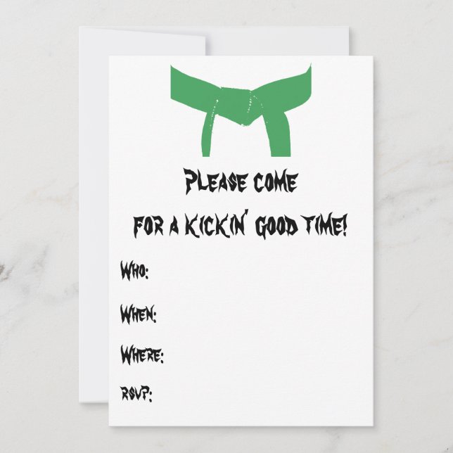 Martial Arts Green Belt Birthday Party Invitation (Front)