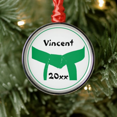 Martial Arts Green Belt Metal Ornament