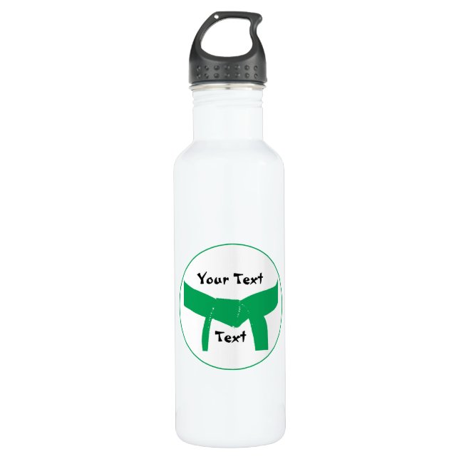 Martial Arts Green Belt Stainless Steel Water Bottle (Front)
