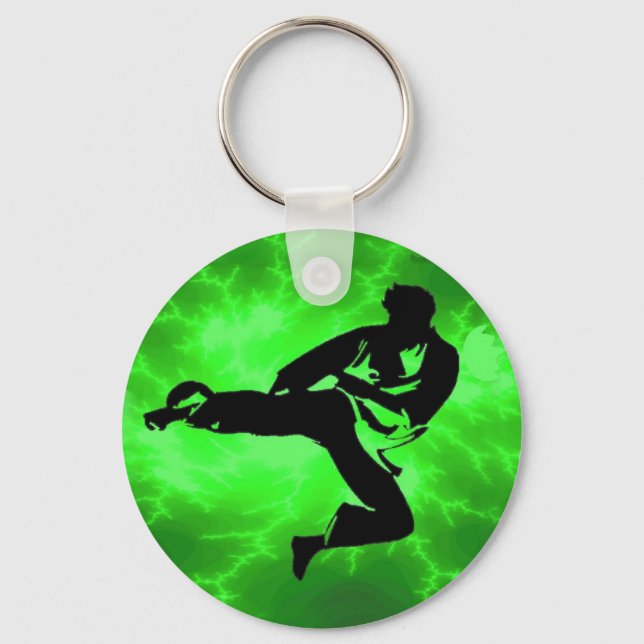Martial Arts Green Lightning Man Keychain (Front)
