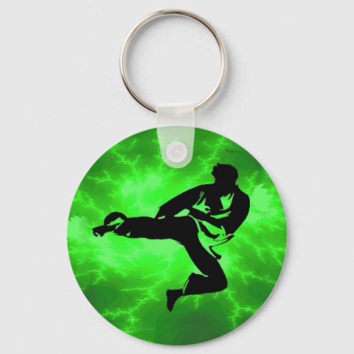 Martial Arts Green Lightning Man Keychain