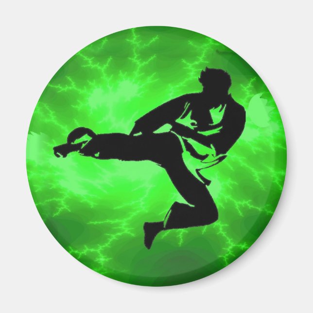 Martial Arts Green Lightning Man Magnet (Front)