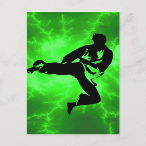 Martial Arts Green Lightning Man Postcard
