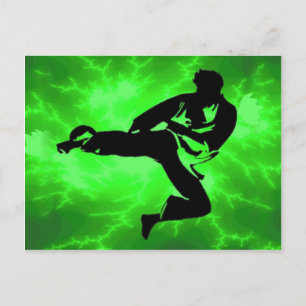 Martial Arts Green Lightning Man Postcard