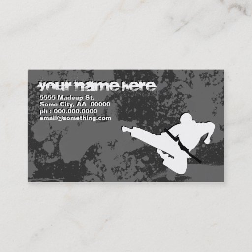 Customizable martial arts : grunge silhouettes : business card templates
