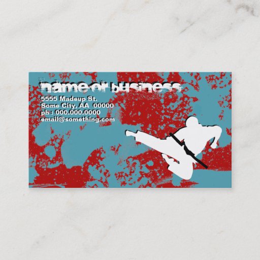 Customizable martial arts : grunge silhouettes : business cards