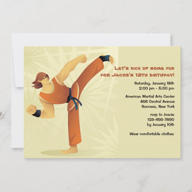 Martial Arts Guy Invitation (Front)
