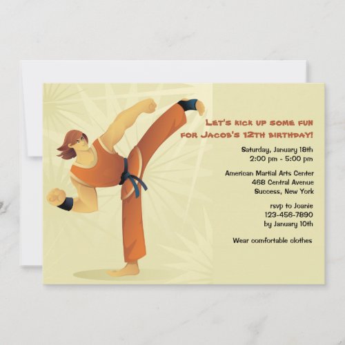 Martial Arts Guy Invitation