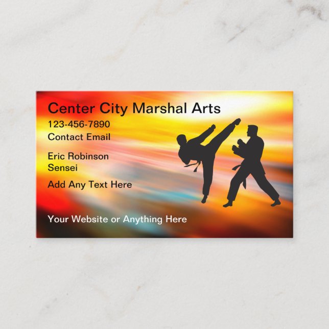 Martial Arts Instruction Class Business Card (Front)