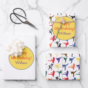 Martial Arts Japan Karate Fun Boy Kids Birthday Wrapping Paper Sheets