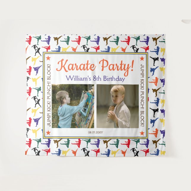 Martial Arts Japan Karate Kids Birthday Backdrop (Front (Horizontal))