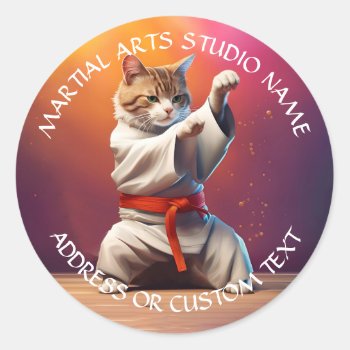 Martial Arts Jiu-jitsu Karate Taekwondo Studio  Classic Round Sticker by HumusInPita at Zazzle