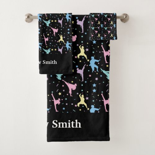 Martial Arts Karate Abstract Stars Sparkles Bath Towel Set